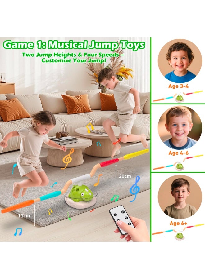 3-in-1 Dinosaur Musical Jump & Lawn Game with Remote Control | Sports Rocket Launcher & Ring Toss Toy | Outdoor Birthday Gifts for Kids 3-12 - Image 3